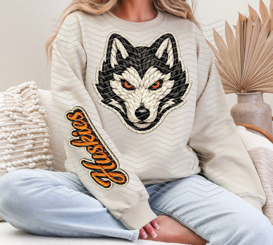 Faux Yarn Huskies Sweatshirt