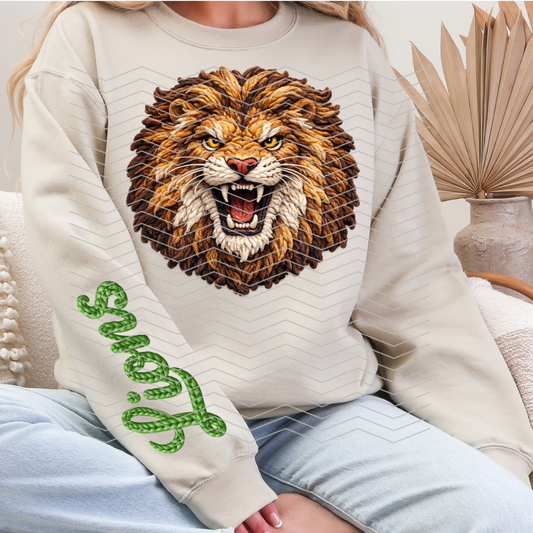 Faux Yarn Lions Sweatshirt