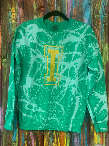 Green Sweatshirt bleached with Gold I