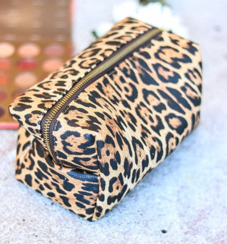 Large leopard cosmetic bag